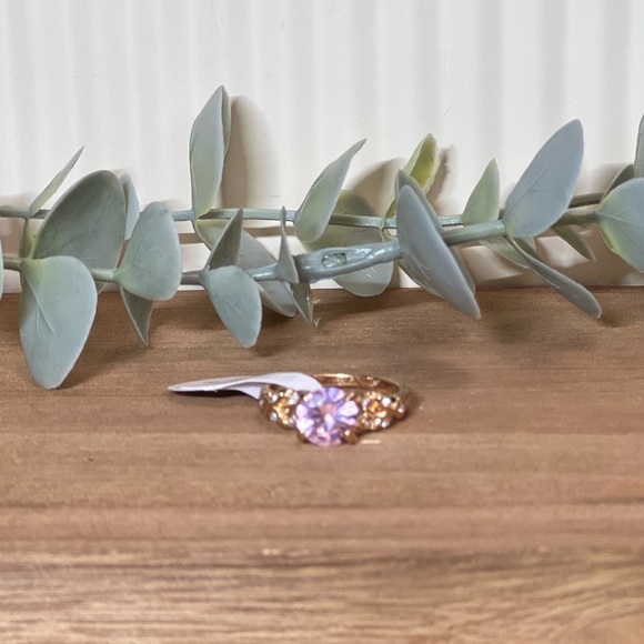 Jewelry - Gold Cubic Zirconia Ring with Lavender Center Stone